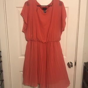 Pink skater dress with pleated gauze skirt